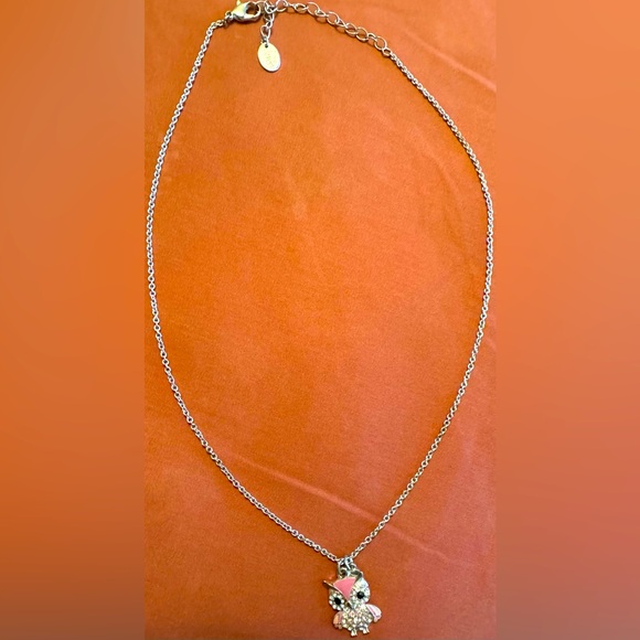 ❤️NWOT❤️SILVER OWL NECKLACE❤️GIRLS/WOMENS❤️PINK & CLEAR CRYSTALS❤️ - Picture 6 of 6